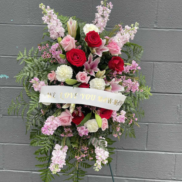 The beautiful touches of pink memory standing spray