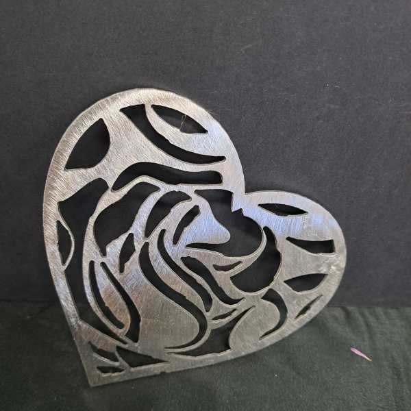 Metal Heart wall hanger Full rose