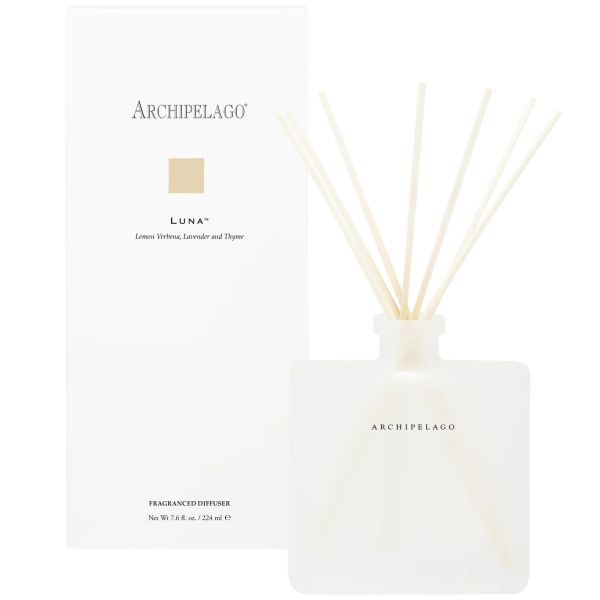 White Archipelago fragrance diffuser with reed sticks and box