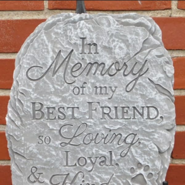 Statue and stone BEST Friend with paw print cement
