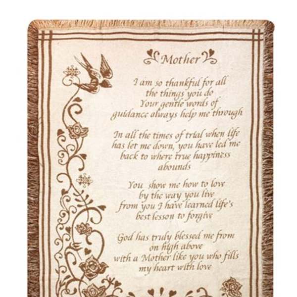 Decorative woven blanket with a Mother appreciation message