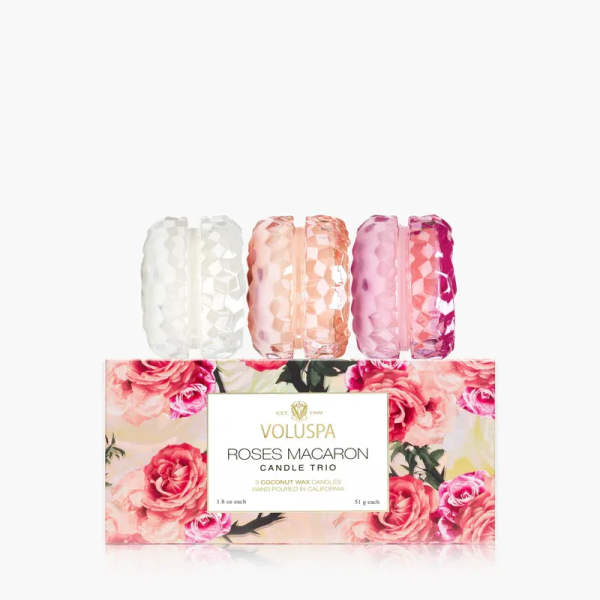 Voluspa Roses Macaron Candle Trio