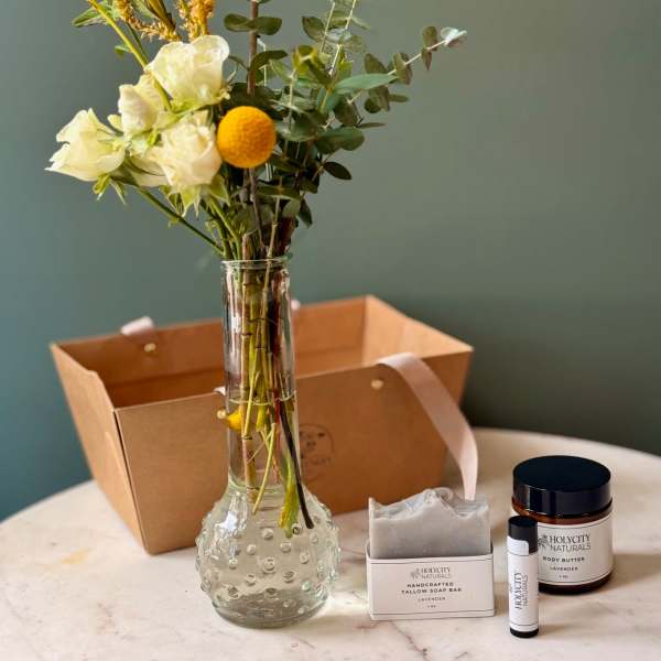 Bud Vase, Soap Bar, Body Butter & Lip Balm Bundle
