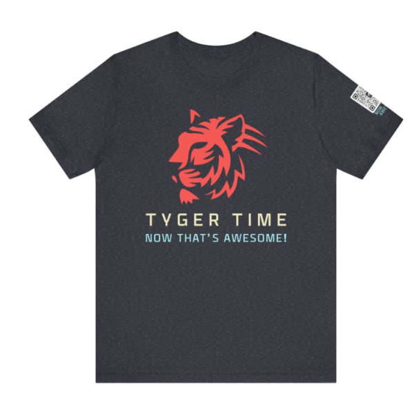 Dark T-shirt with a red tiger graphic and text