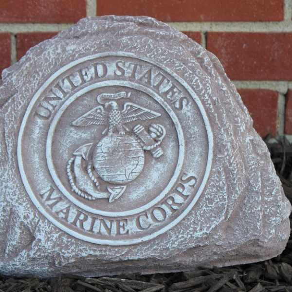 Engraved stone marker with the United States Marine Corps emblem