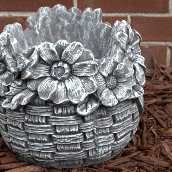 CEMENT FLOWER BASKET PLANTER