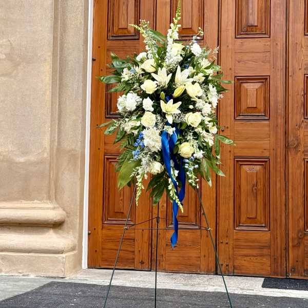 White and Blue Standing Spray
