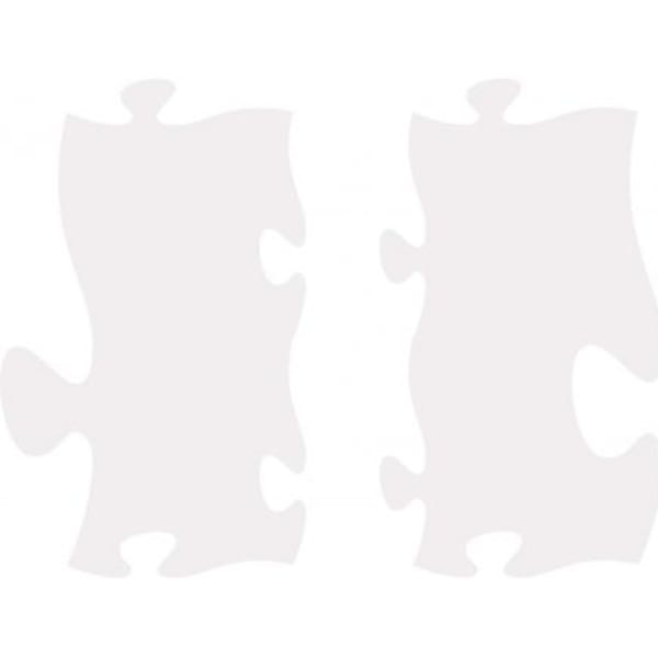 Two pale white puzzle pieces on a white background