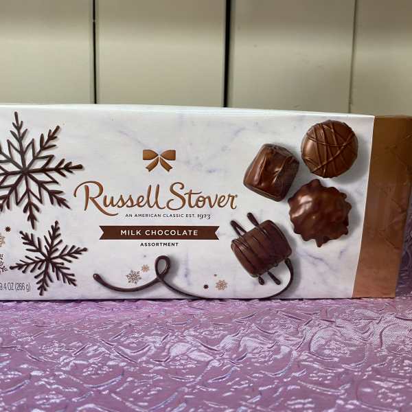 Box of Russell Stover milk chocolate assortment