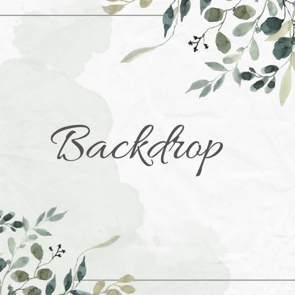 Watercolor floral backdrop with the word Backdrop centered