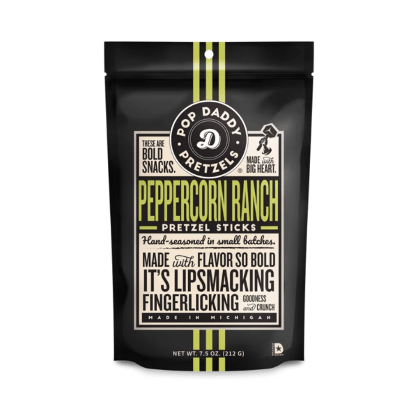 Bag of Pop Daddy Pretzels peppercorn ranch pretzel sticks