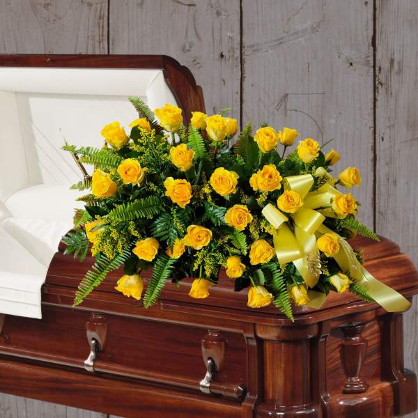 Golden Memories Casket Spray