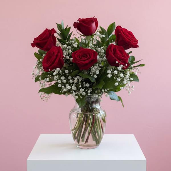 Half Dozen Roses - Vased