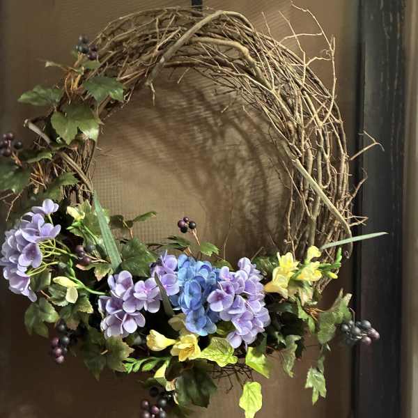 Purple Garden Silk Grapevine Wreath