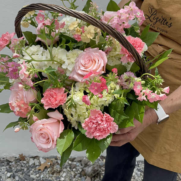 The Brambled – All Pink Flower Basket in Chattanooga, TN