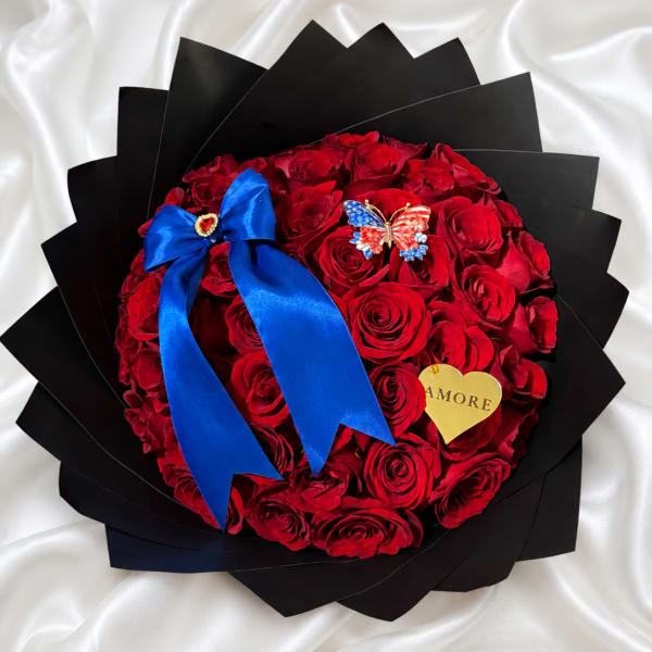 4th of July Rose Heart with Patriotic Butterfly