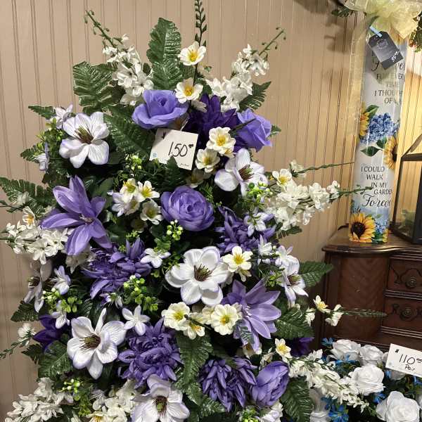 Mixed Purple and White Silk Spray