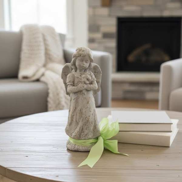 Aged Stone like Angel with flowers