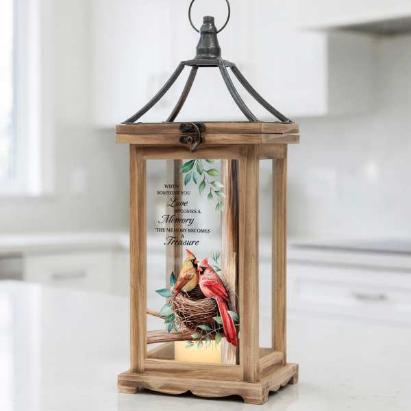 Memorial Lantern "Love becomes a Memory" Cardinal Nest