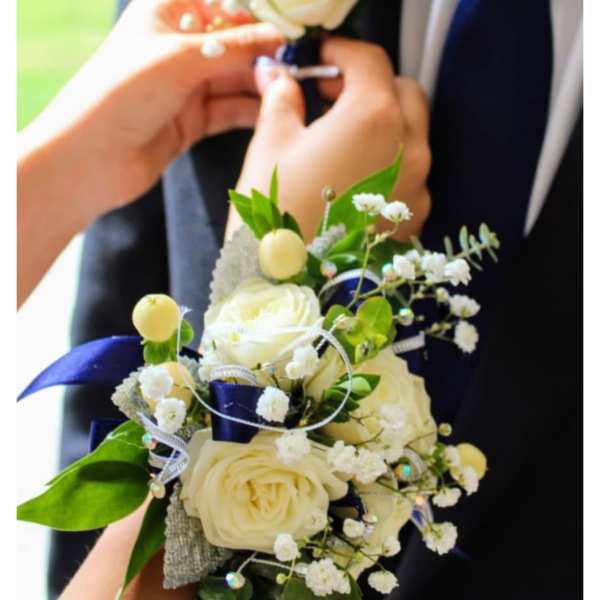 Wrist Corsage & Boutonniere Set