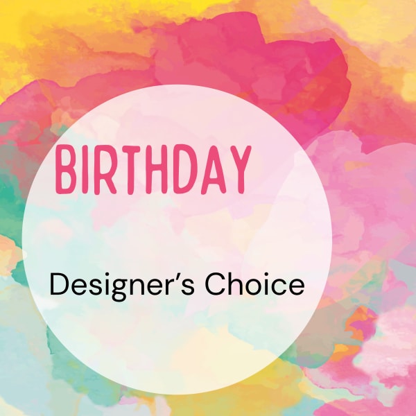 Colorful birthday designer's choice card with watercolor background