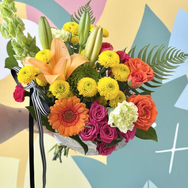 Bright and cheery hand tied bouquet