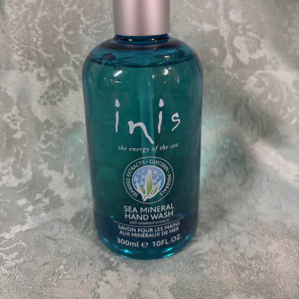 Blue pump bottle of sea mineral hand wash
