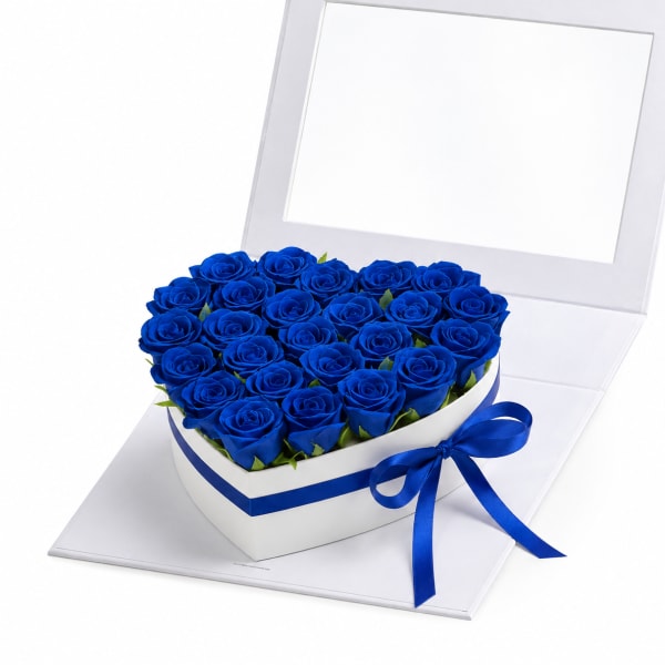 Blue Eternal Rose Heart Box