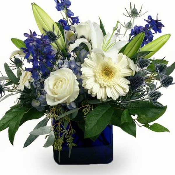 Blue & White Serenity Cube Arrangement