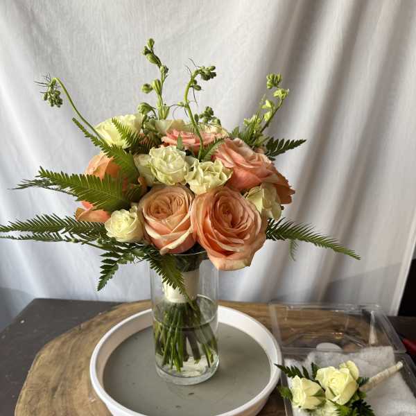 Bridal Bouquet and Matching Boutonnière