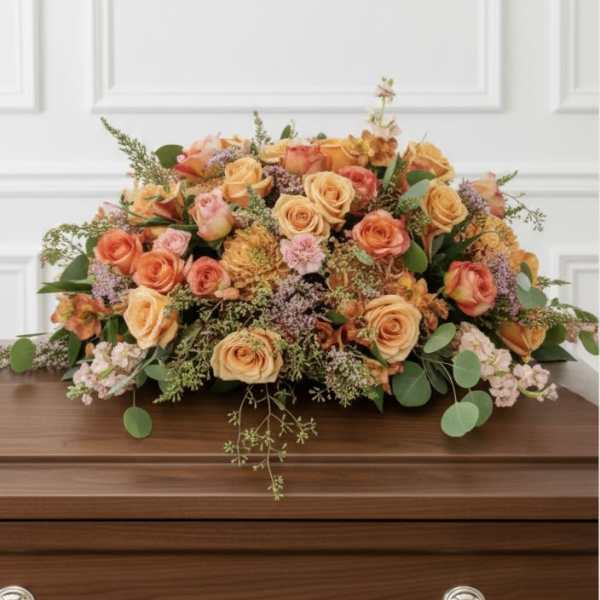Peach Casket Spray