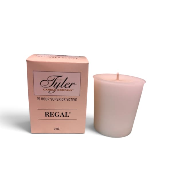 Pink votive candle beside its matching box
