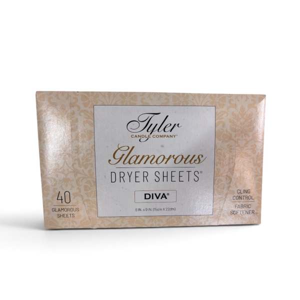 Box of Tyler Candle Company Glamorous dryer sheets