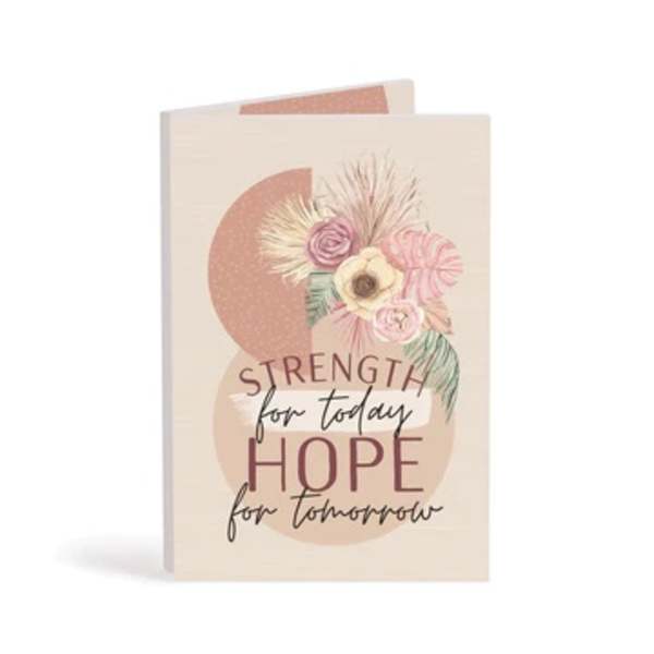 Greeting card with pastel flowers and the words strength and hope