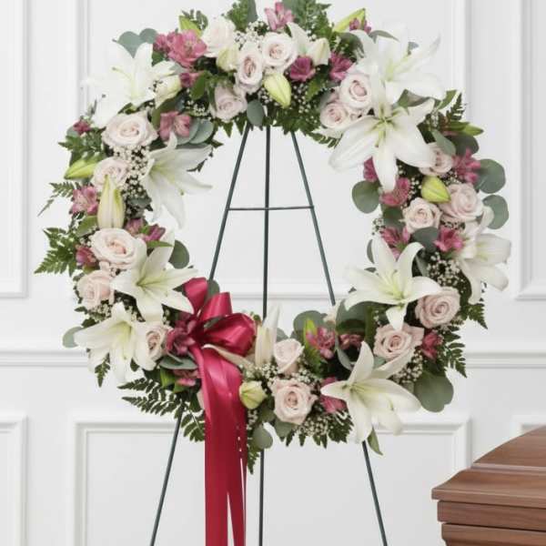 Pink and White Open Wreath