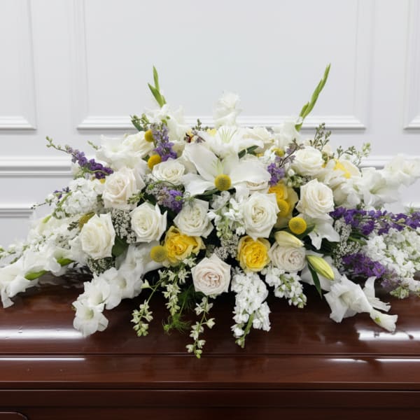 White and Yellow Casket Cover
