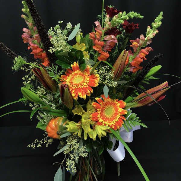 Autumn mixed bouquet with lily buds
