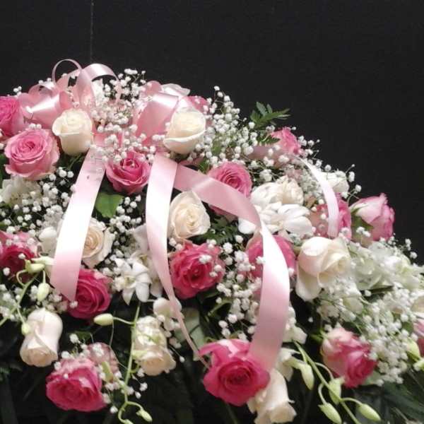 Pink and White Casket Spray