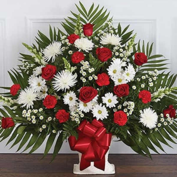 Red & white sympathy Arrangement