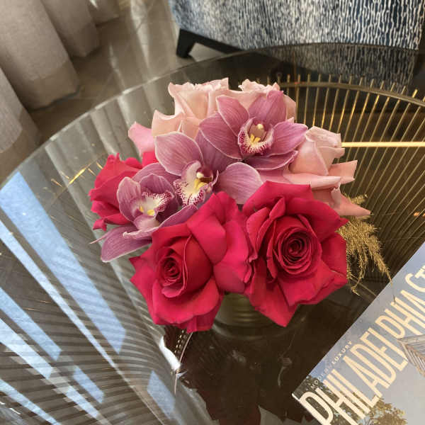 Thinking of you: roses and orchids
