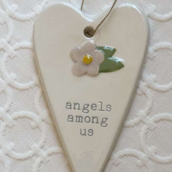 Angels Among Us Ceramic Heart