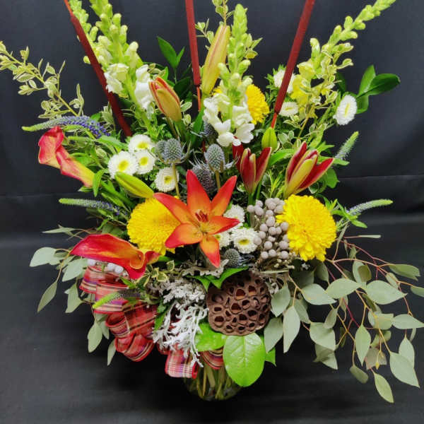 Fall mix of premium flowers and lotus