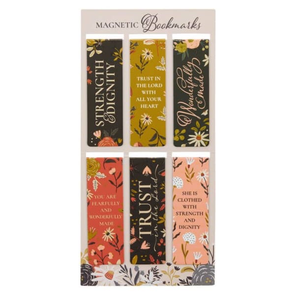 Pack of floral magnetic bookmarks with Bible verses