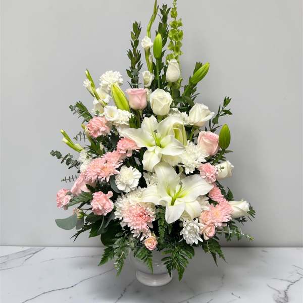 Pink and White Sympathy Arrangement