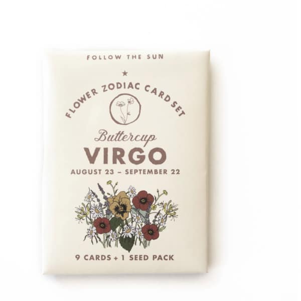 Virgo flower zodiac card set package with floral illustration