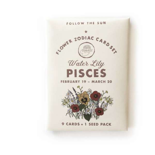 Pisces flower zodiac card set package with floral illustration