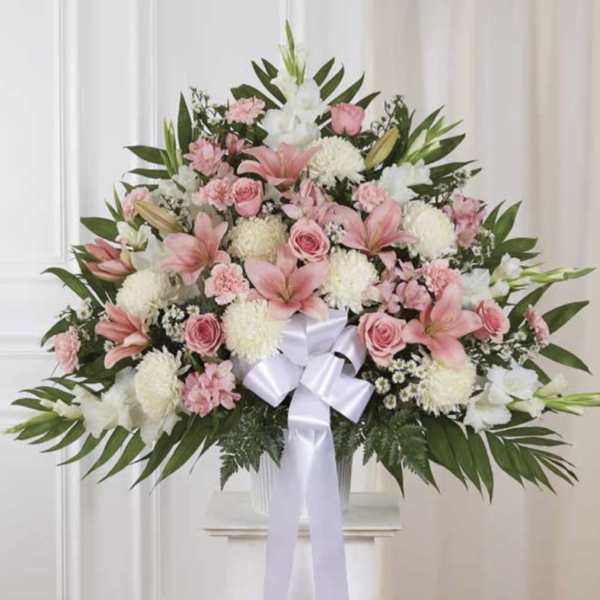 White and Pink Pedestal Arrangement