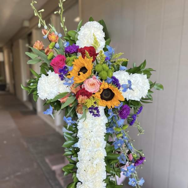 White Cross with Colorful Cluster
