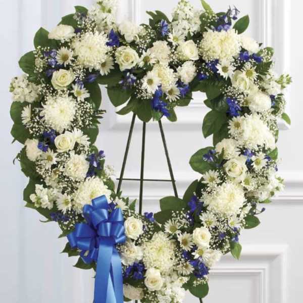 White with Blue Open Heart