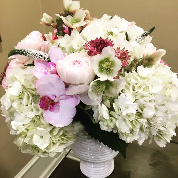 Pale pink and Cream collection: roses, orchids, hydrangeas and other specialty blooms